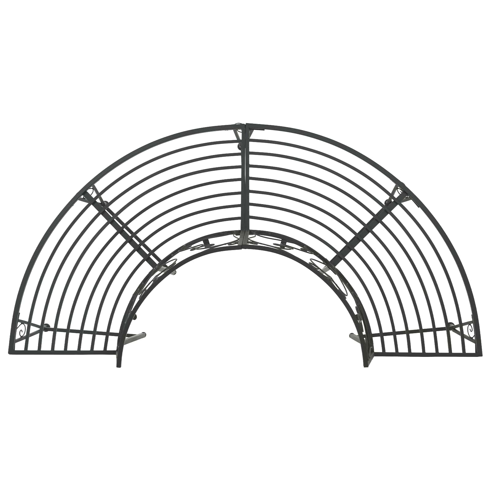 vidaXL Tree Bench 4-Seater 160 x 80 x 89 cm Steel Black Half-round 2
