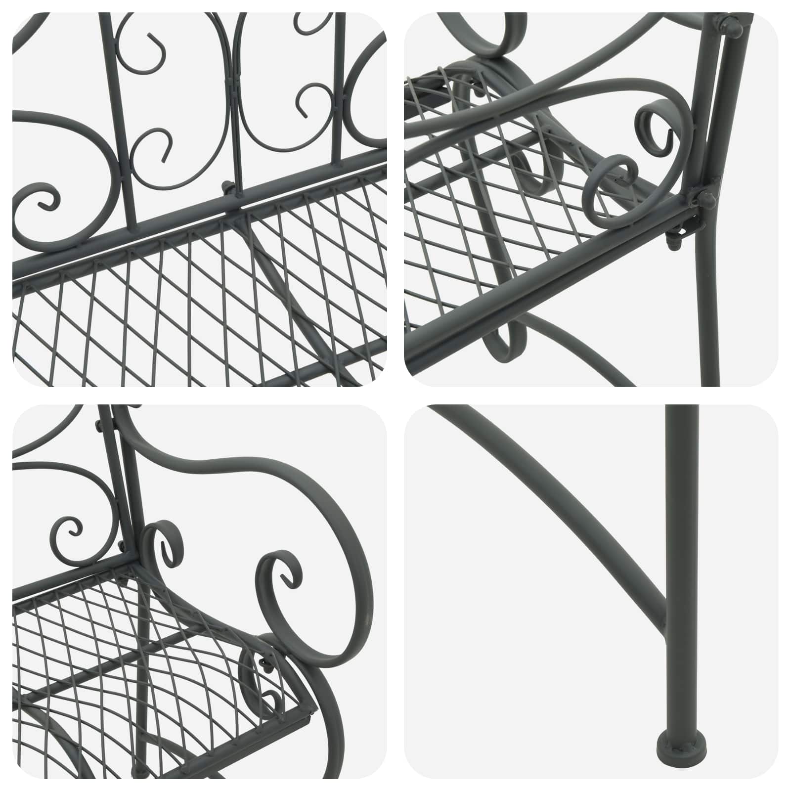 vidaXL Garden Bench 2-Seater 114 x 56.5 x 90 cm Steel Silver Grey 6