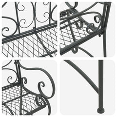 vidaXL Garden Bench 2-Seater 114 x 56.5 x 90 cm Steel Silver Grey 6