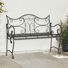 vidaXL Garden Bench 2-Seater 114 x 56.5 x 90 cm Steel Silver Grey 1