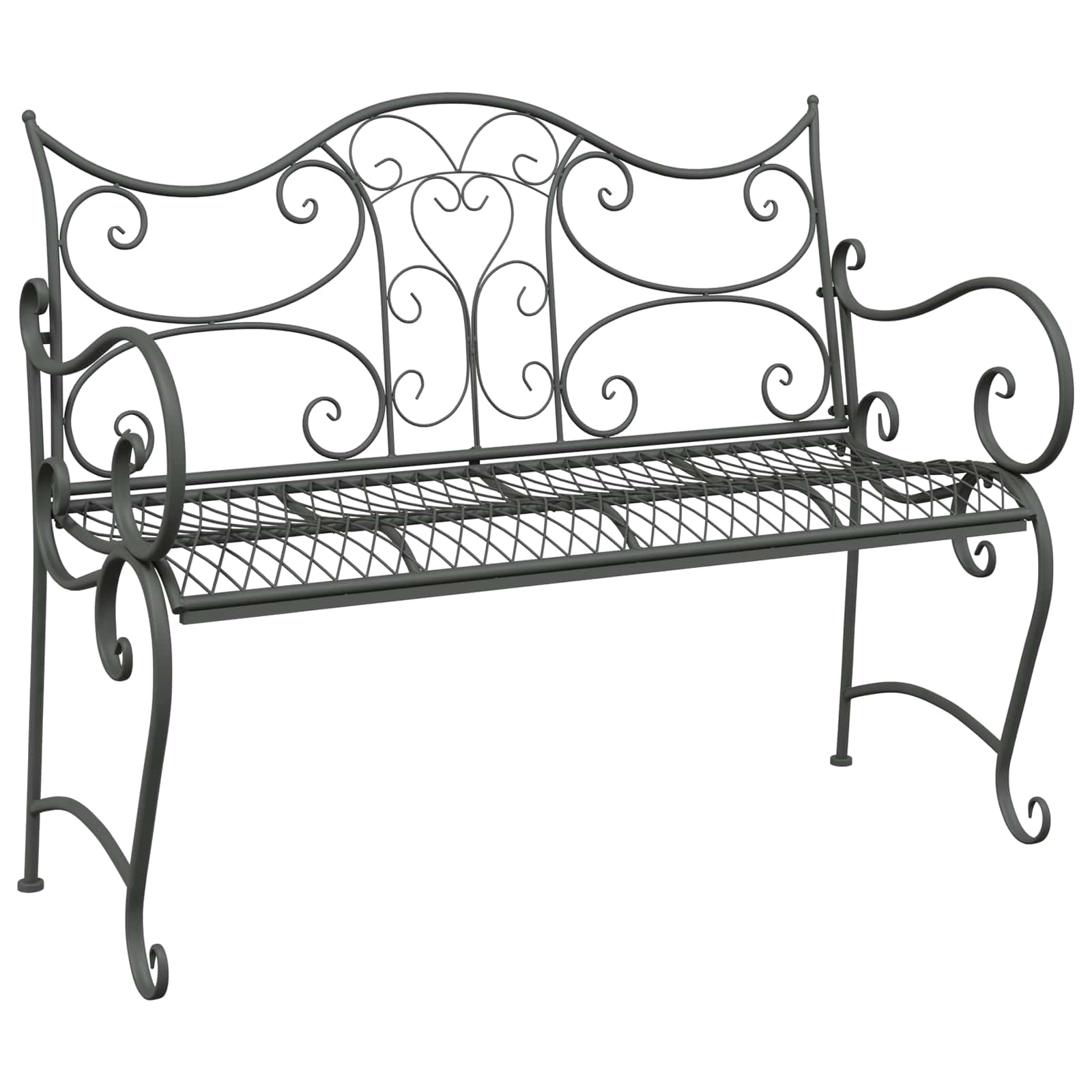vidaXL Garden Bench 2-Seater 114 x 56.5 x 90 cm Steel Silver Grey 2