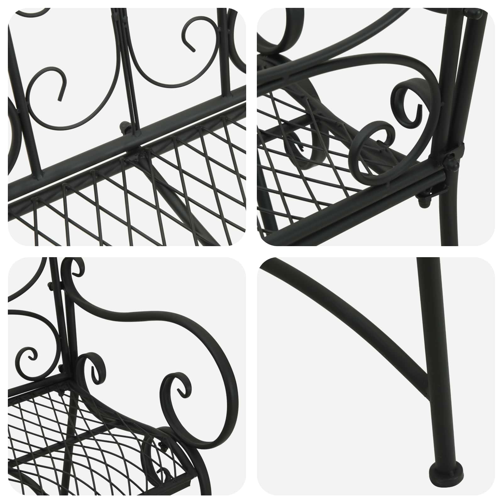 vidaXL Garden Bench 2-Seater 114 x 56.5 x 90 cm Steel Black 6
