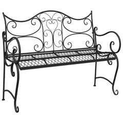 vidaXL Garden Bench 2-Seater 114 x 56.5 x 90 cm Steel Black 2