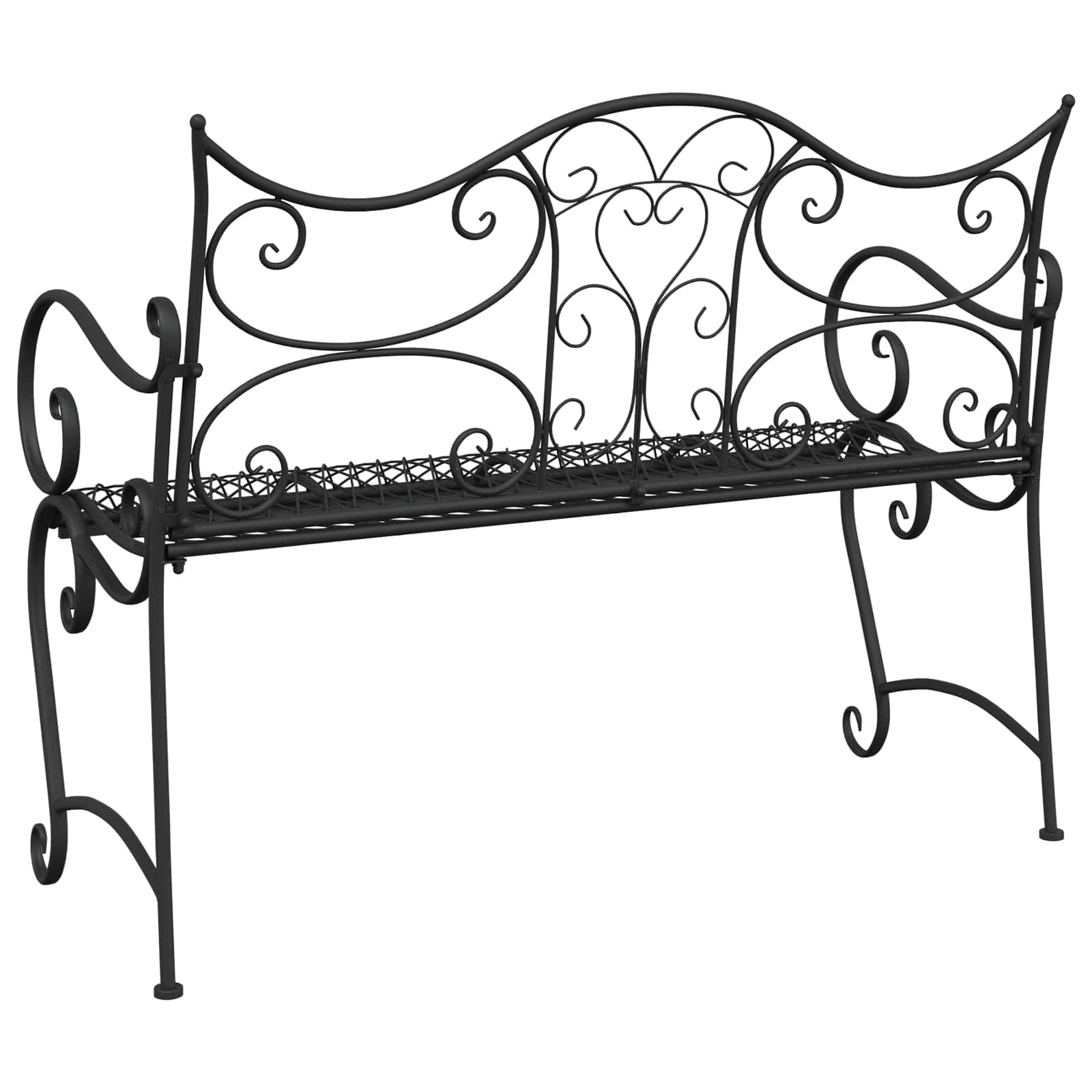 vidaXL Garden Bench 2-Seater 114 x 56.5 x 90 cm Steel Black 5