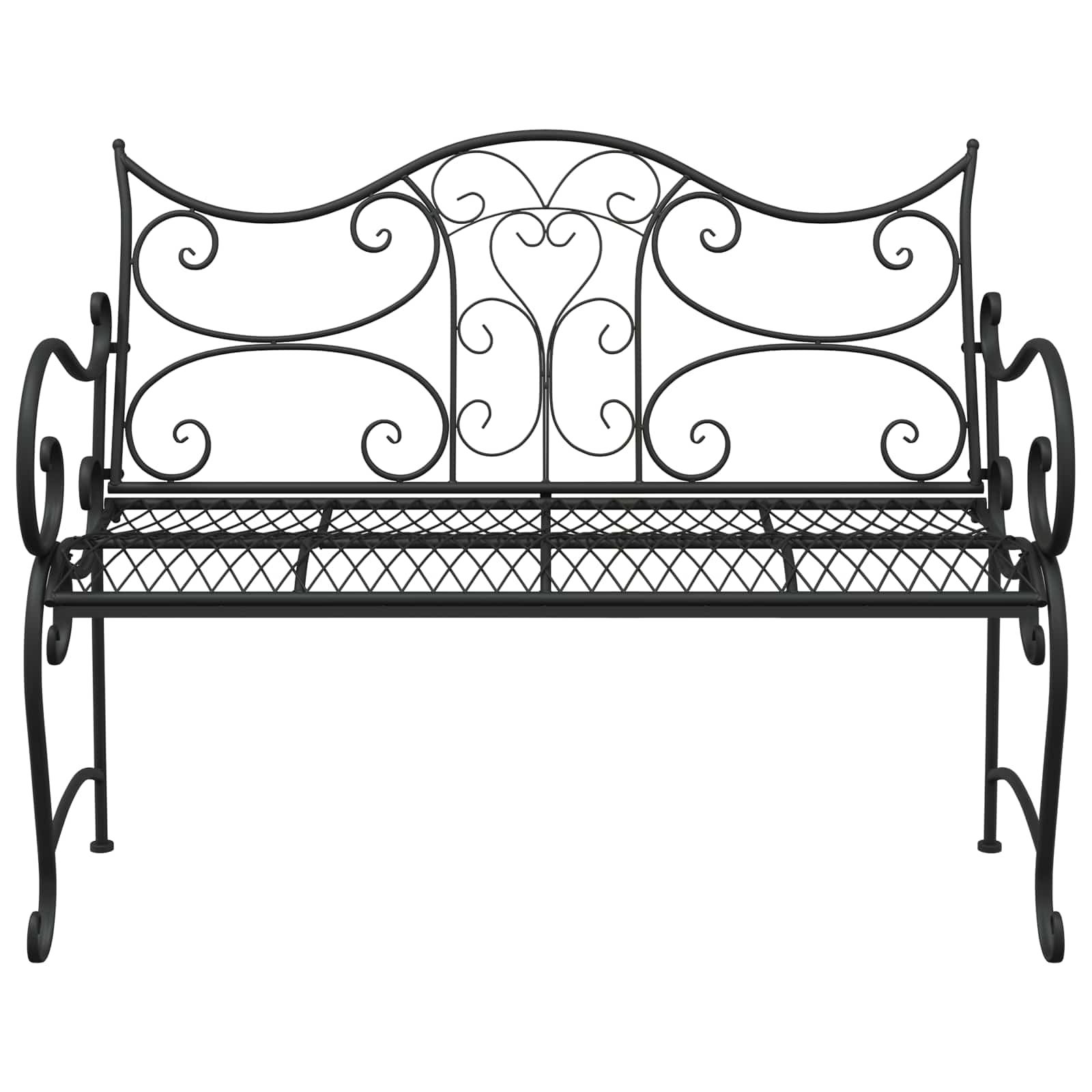 vidaXL Garden Bench 2-Seater 114 x 56.5 x 90 cm Steel Black 3