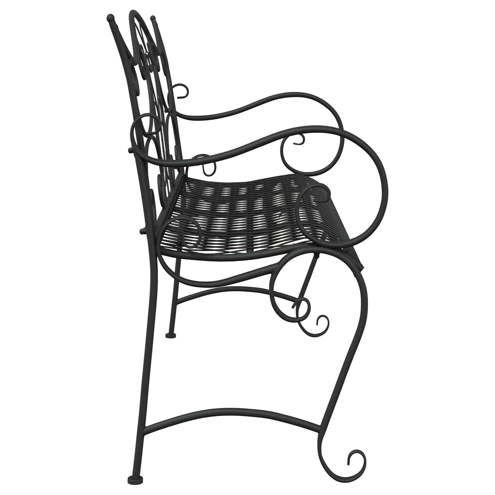 vidaXL Garden Bench 2-Seater 114 x 56.5 x 90 cm Steel Black 4