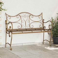 vidaXL Garden Bench 2-Seater 114 x 56.5 x 90 cm Steel Antique Brown 1