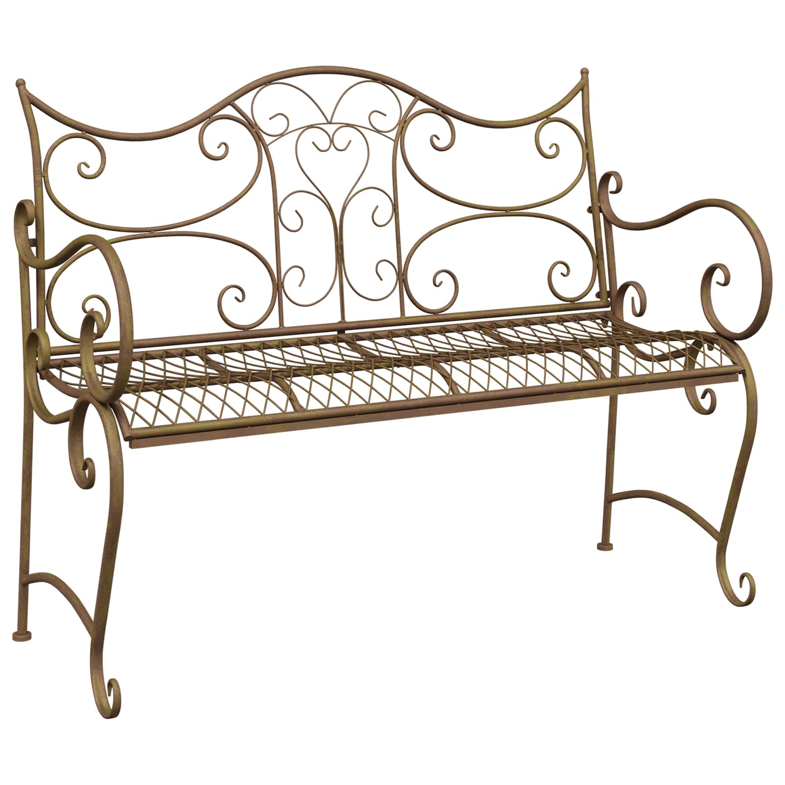 vidaXL Garden Bench 2-Seater 114 x 56.5 x 90 cm Steel Antique Brown 2