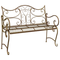 vidaXL Garden Bench 2-Seater 114 x 56.5 x 90 cm Steel Antique Brown 2