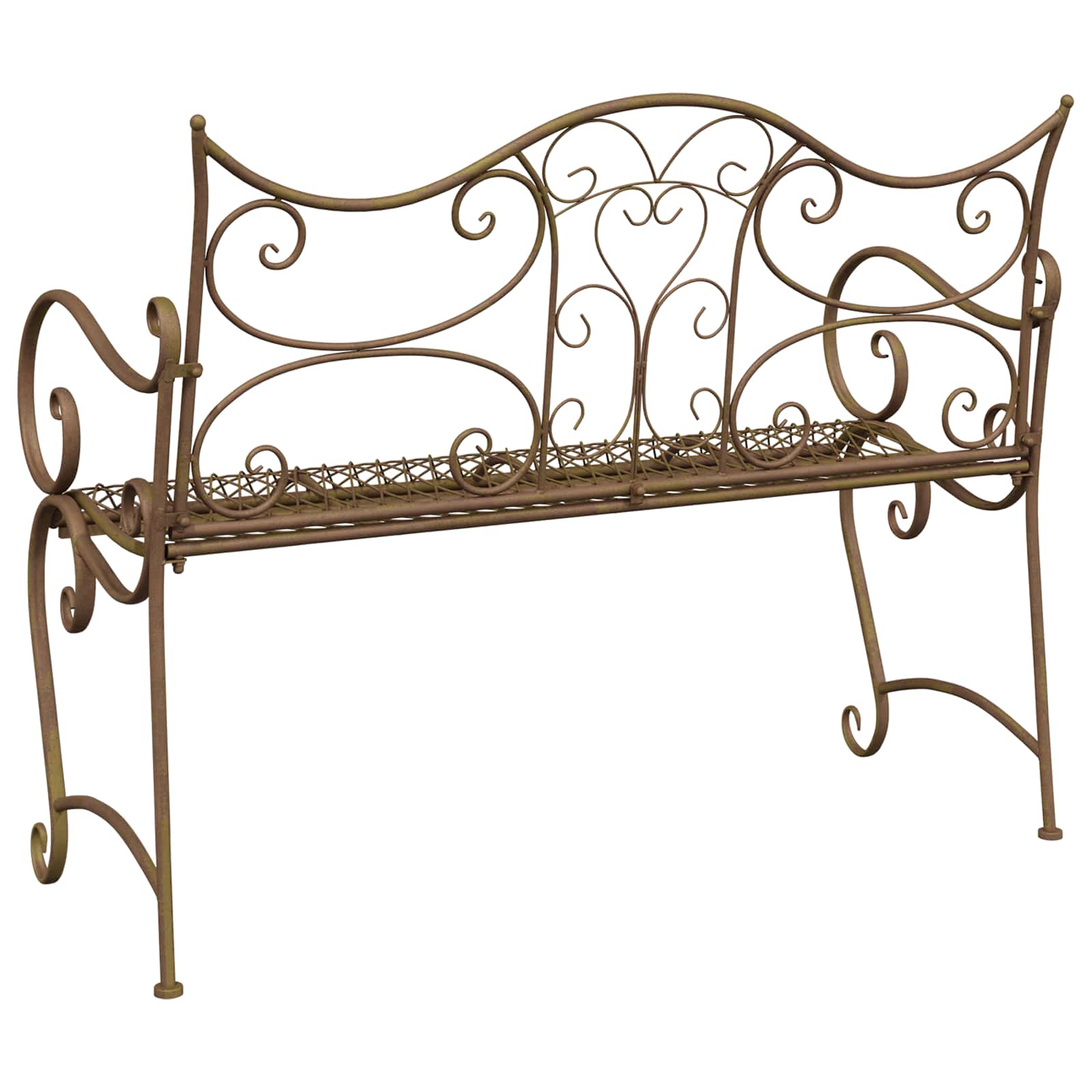 vidaXL Garden Bench 2-Seater 114 x 56.5 x 90 cm Steel Antique Brown 5