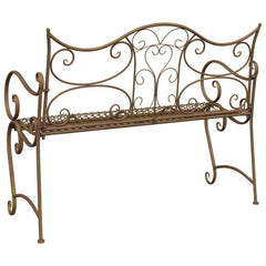 vidaXL Garden Bench 2-Seater 114 x 56.5 x 90 cm Steel Antique Brown 5