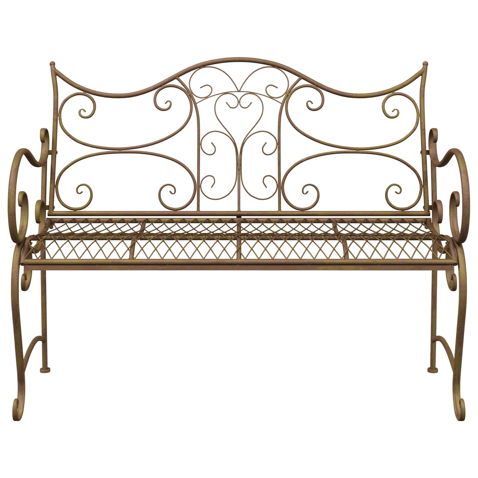 vidaXL Garden Bench 2-Seater 114 x 56.5 x 90 cm Steel Antique Brown 3