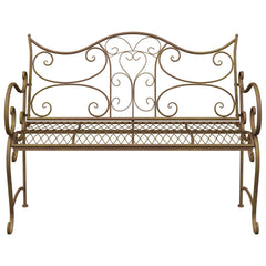 vidaXL Garden Bench 2-Seater 114 x 56.5 x 90 cm Steel Antique Brown 3