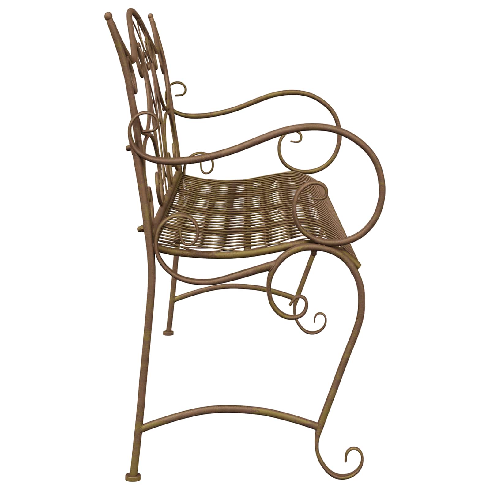 vidaXL Garden Bench 2-Seater 114 x 56.5 x 90 cm Steel Antique Brown 4
