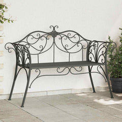 vidaXL Garden Bench 2-Seater 130 x 47 x 90 cm Steel Silver Grey 1