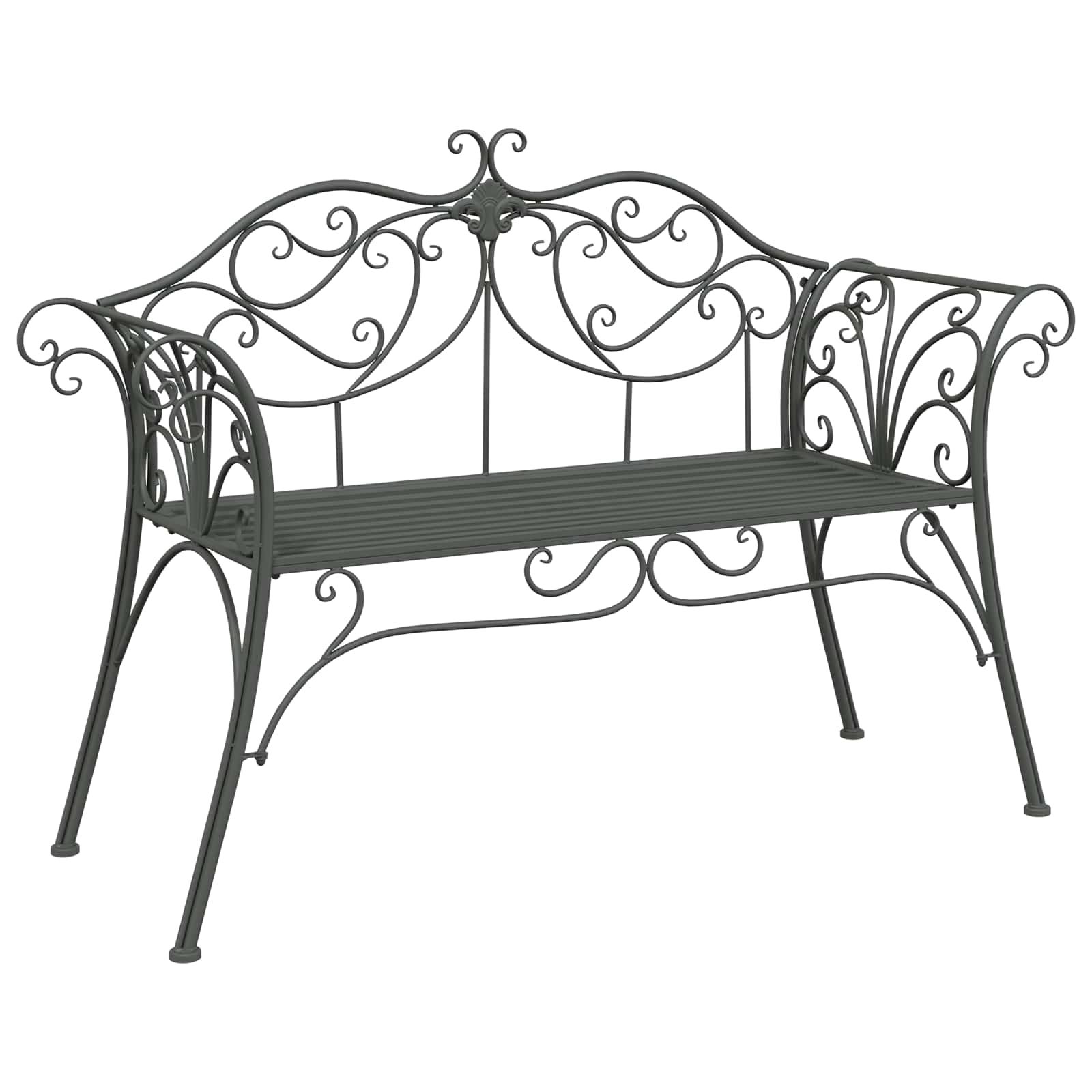 vidaXL Garden Bench 2-Seater 130 x 47 x 90 cm Steel Silver Grey 2