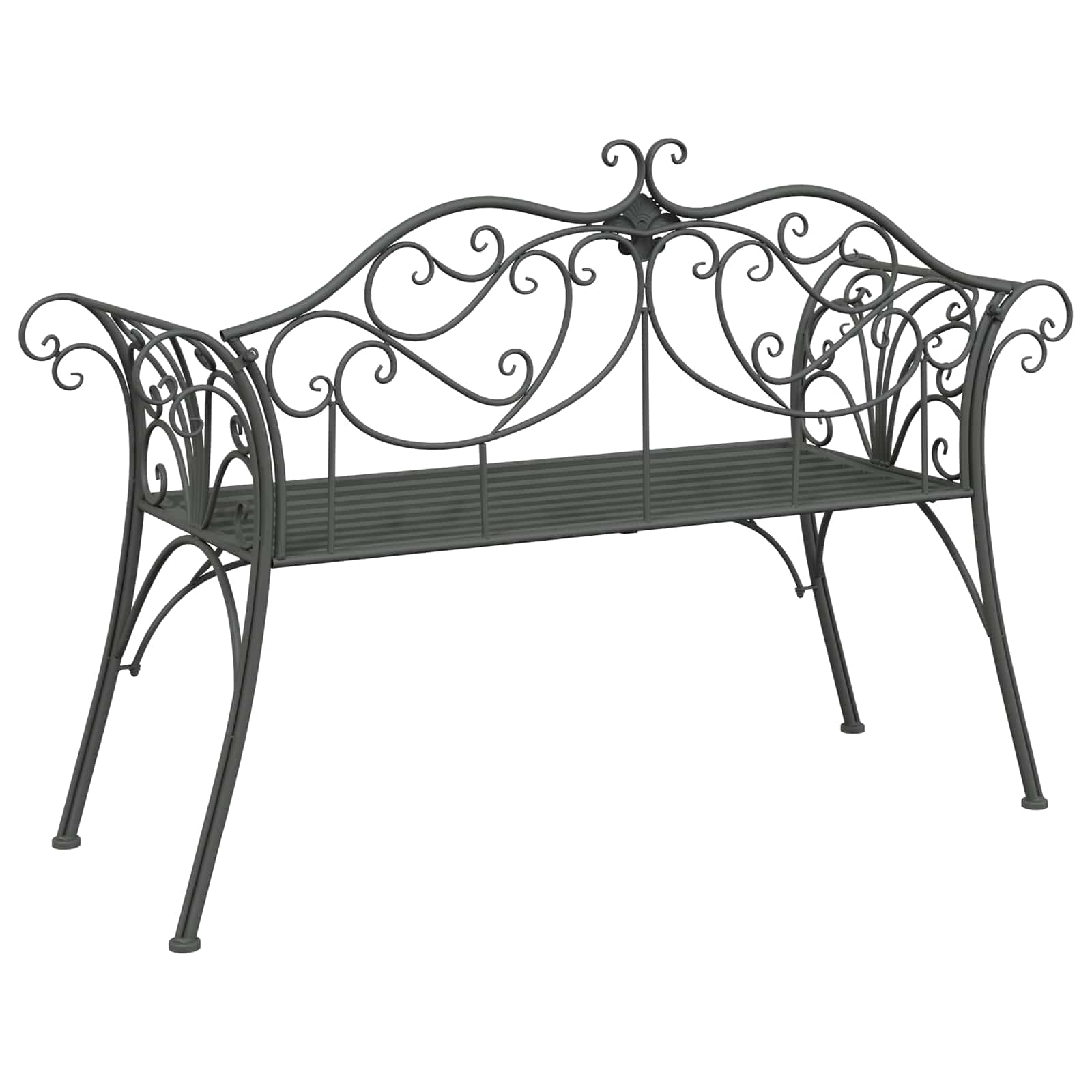 vidaXL Garden Bench 2-Seater 130 x 47 x 90 cm Steel Silver Grey 5