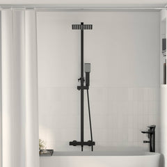 Thermostatic Shower System Set Stainless Steel 201 Black Square