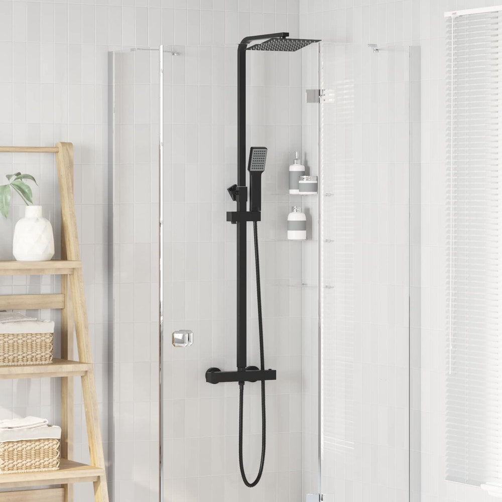 Thermostatic Shower System Set Stainless Steel 201 Black Square