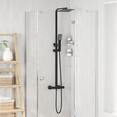 Thermostatic Shower System Set Stainless Steel 201 Black Square