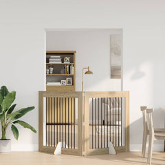 vidaXL Foldable Dog Gate with Stands 2 pcs Sonoma Oak 200.5 cm 1