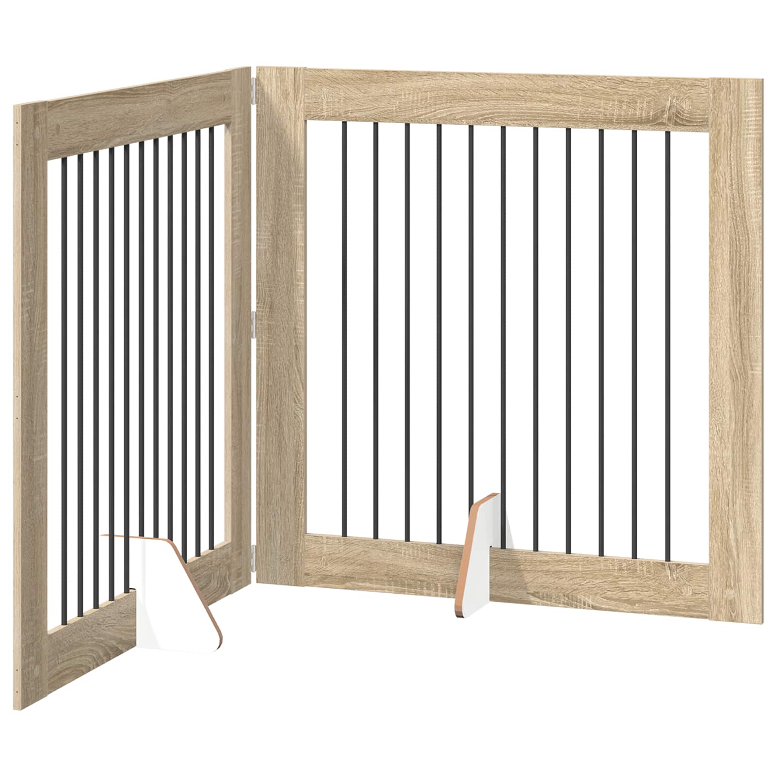 vidaXL Foldable Dog Gate with Stands 2 pcs Sonoma Oak 200.5 cm 2