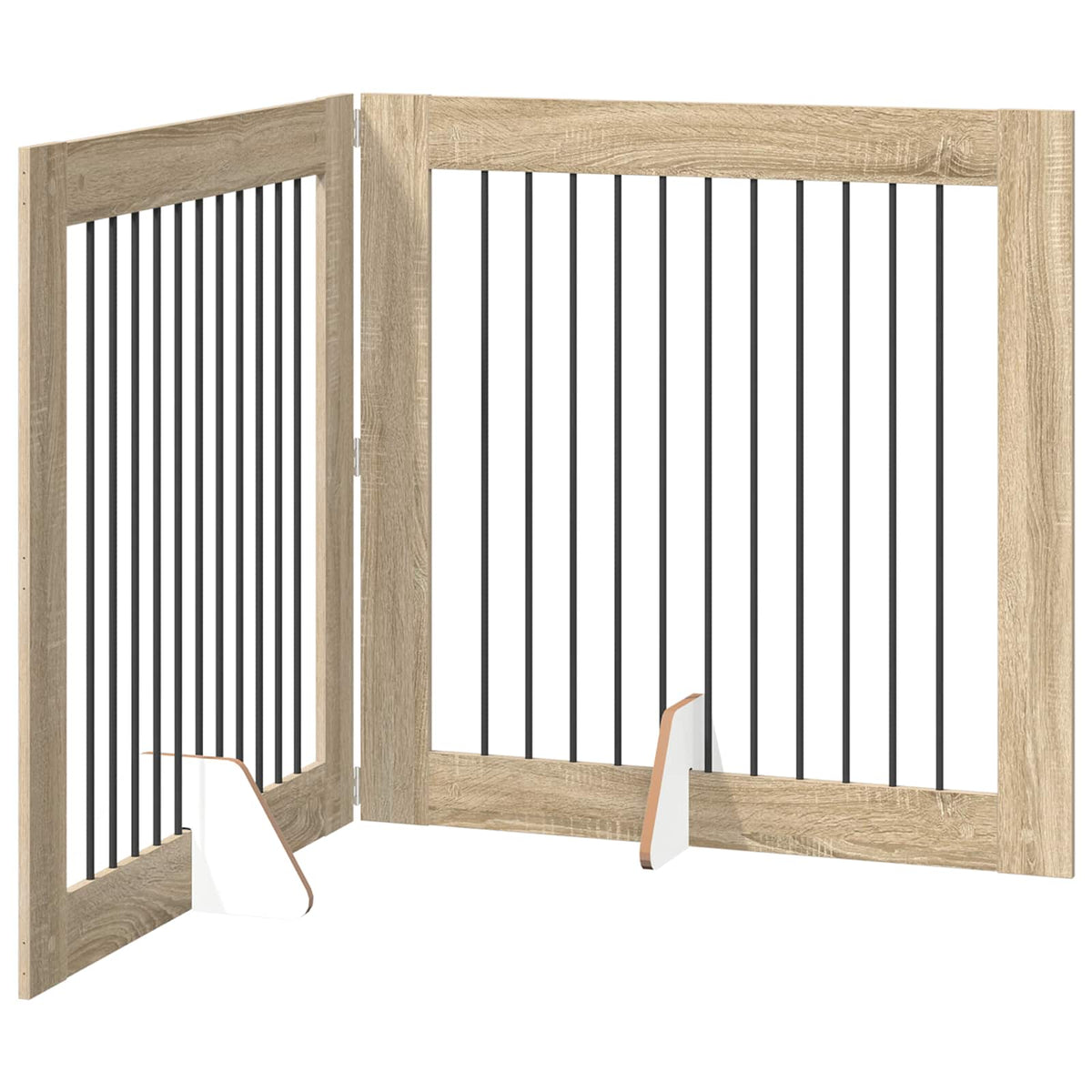 Foldable Dog Gate with Stands 200.5 cm Width 100 cm 2 Sonoma oak 100 cm
