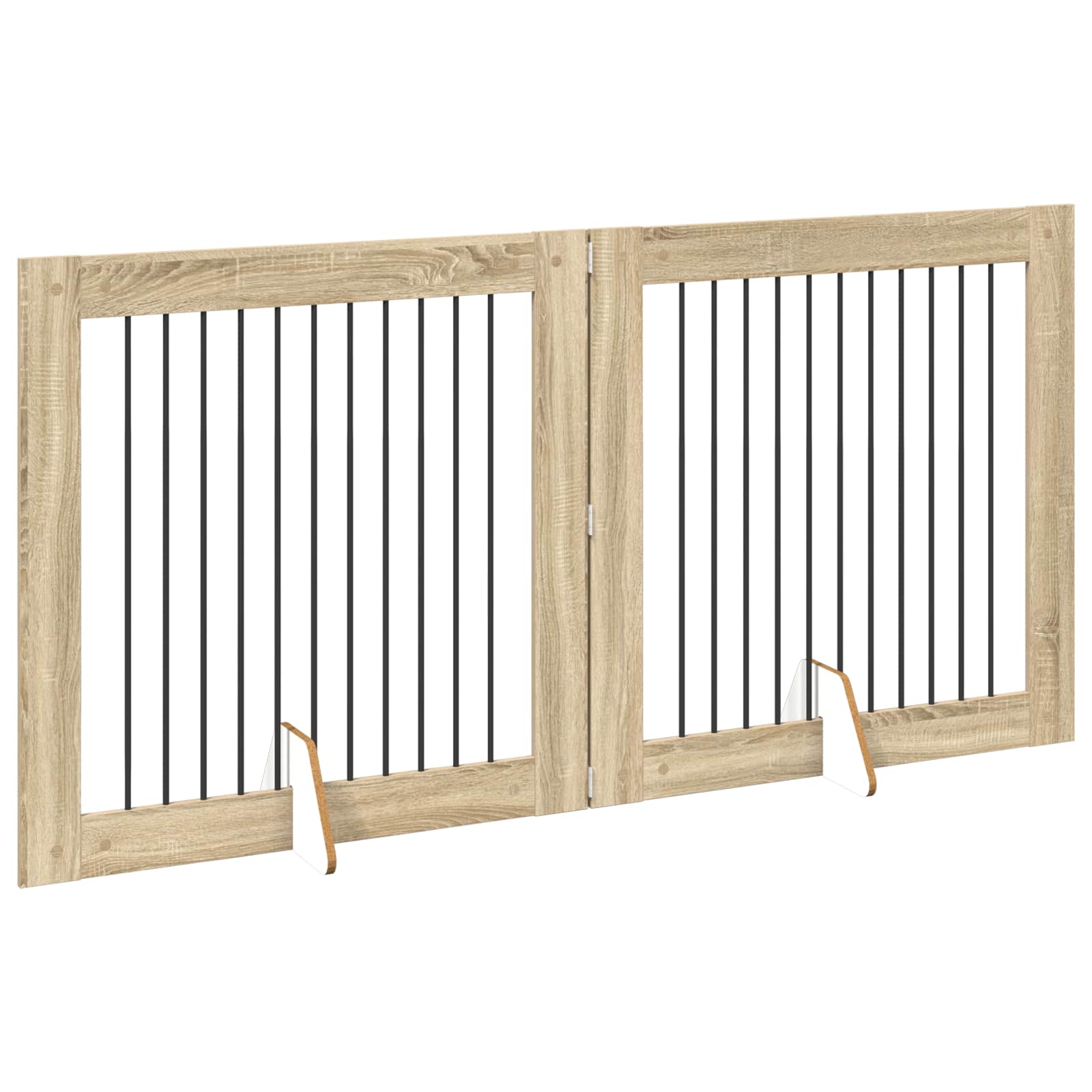 vidaXL Foldable Dog Gate with Stands 2 pcs Sonoma Oak 200.5 cm 3