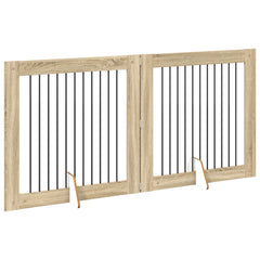vidaXL Foldable Dog Gate with Stands 2 pcs Sonoma Oak 200.5 cm 3