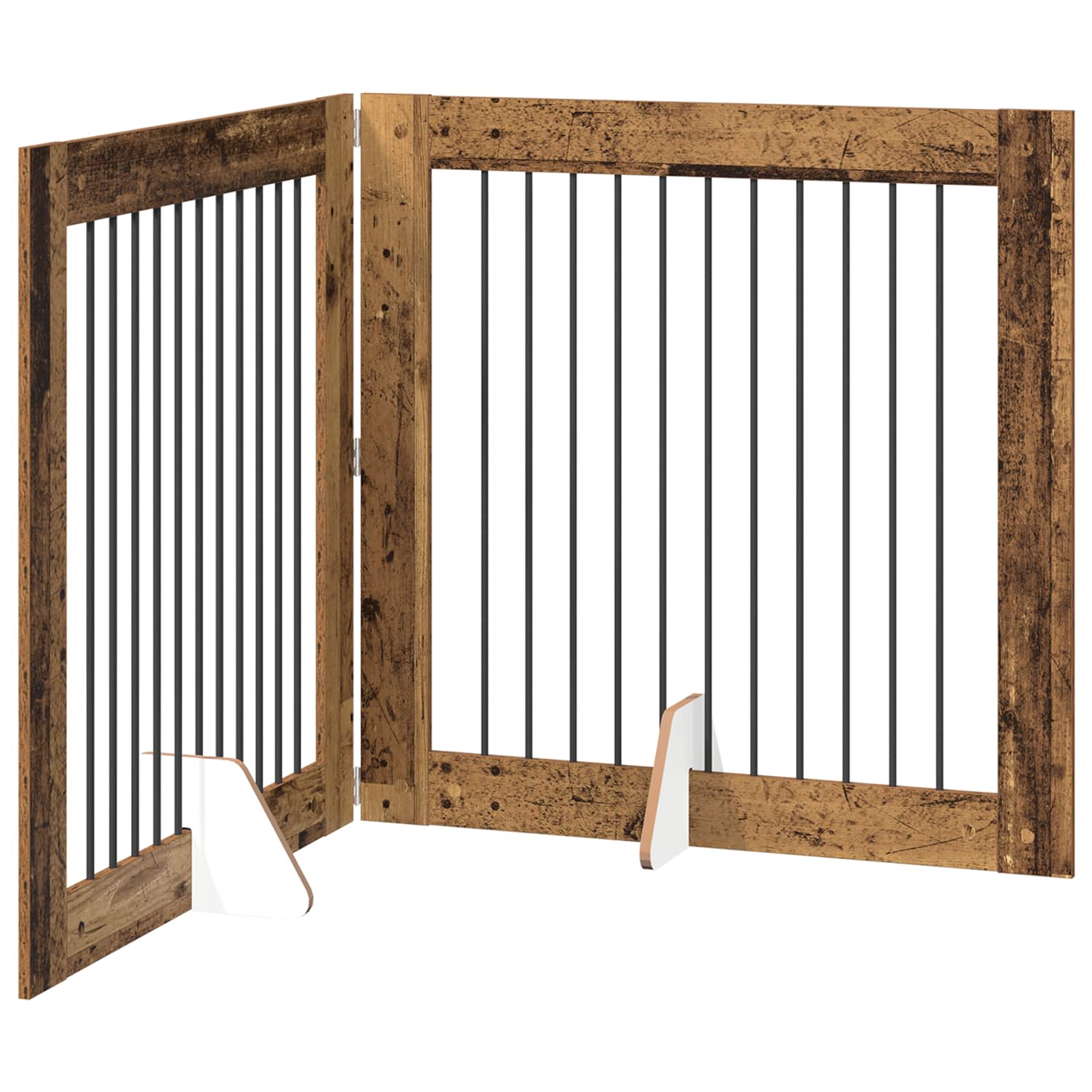 vidaXL Foldable Dog Gate with Stands 2 pcs Old Wood 200.5 cm 2