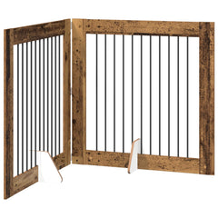 vidaXL Foldable Dog Gate with Stands 2 pcs Old Wood 200.5 cm 2
