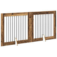vidaXL Foldable Dog Gate with Stands 2 pcs Old Wood 200.5 cm 3