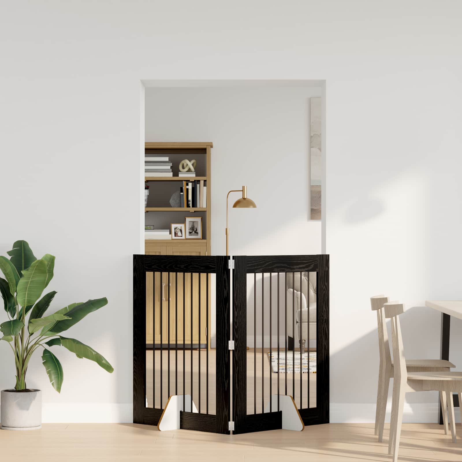 vidaXL Foldable Dog Gate with Stands 2 pcs Black Oak 160.5 cm 1