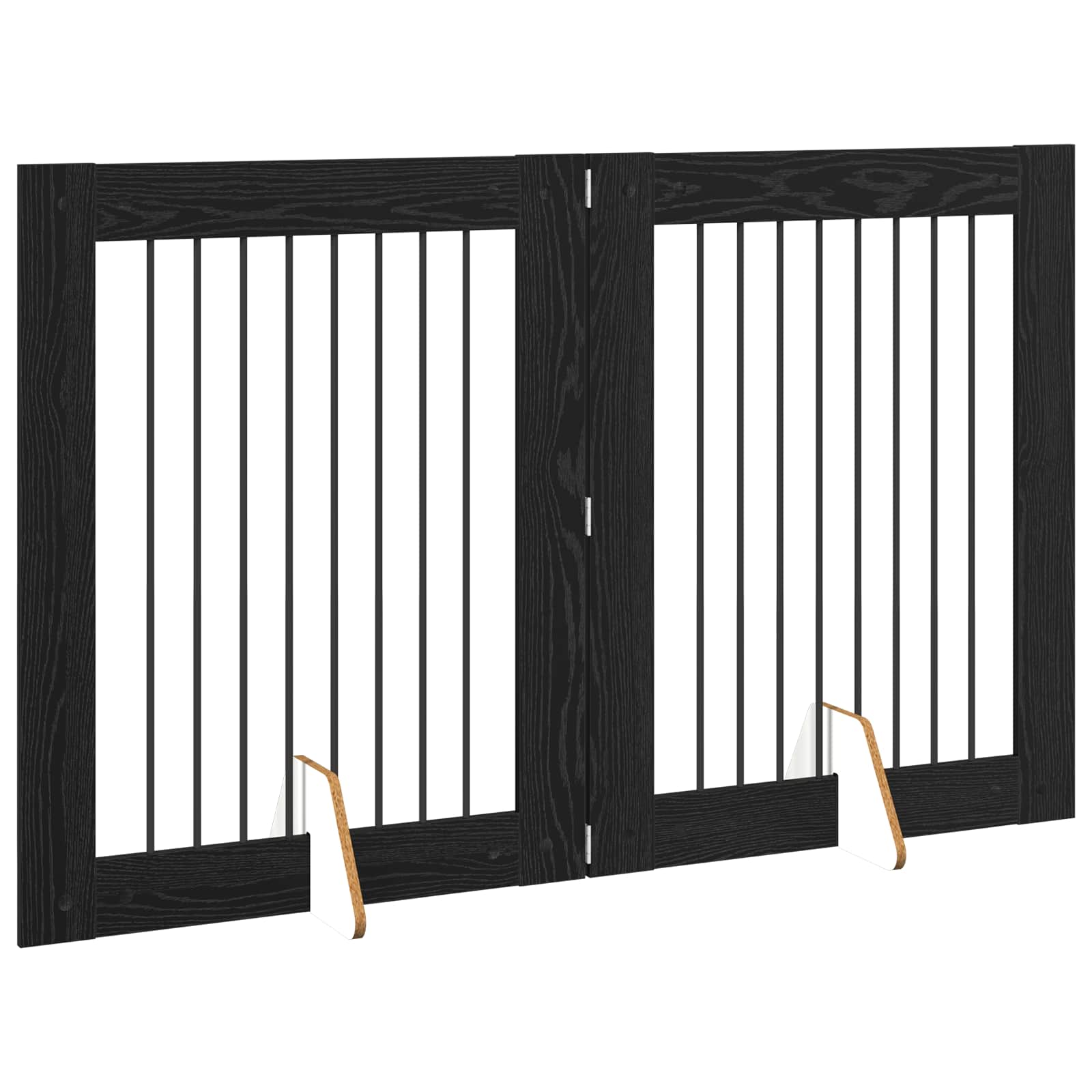 vidaXL Foldable Dog Gate with Stands 2 pcs Black Oak 160.5 cm 3