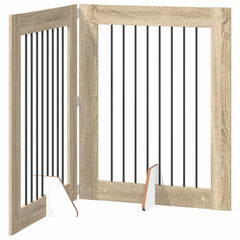 vidaXL Foldable Dog Gate with Stands 2 pcs Sonoma Oak 160.5 cm 2