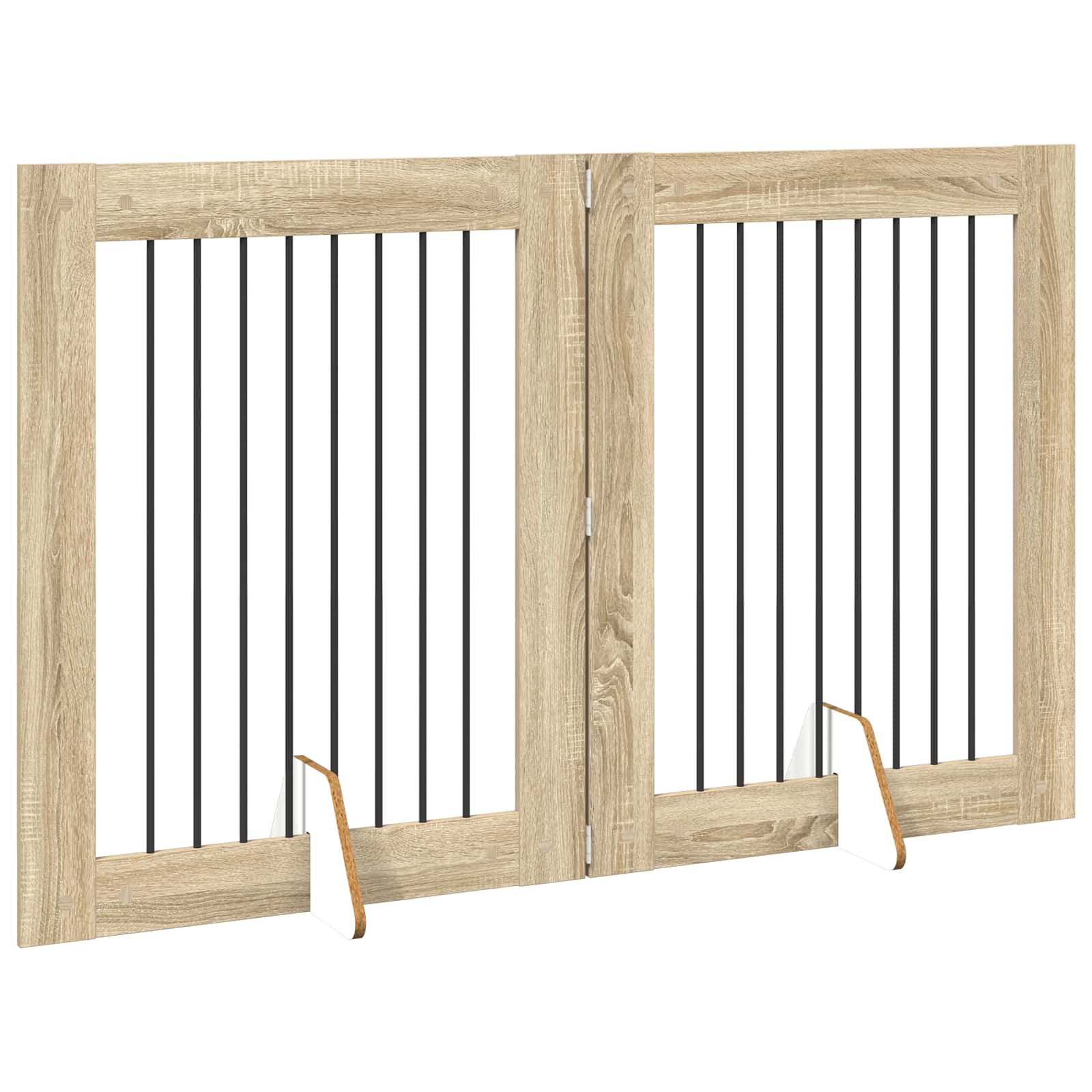 vidaXL Foldable Dog Gate with Stands 2 pcs Sonoma Oak 160.5 cm 3