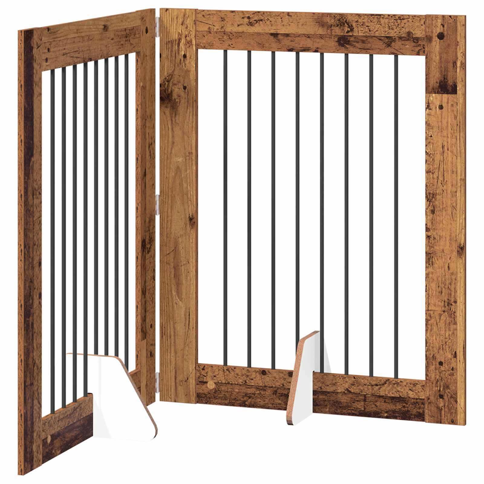 vidaXL Foldable Dog Gate with Stands 2 pcs Old Wood 160.5 cm 2
