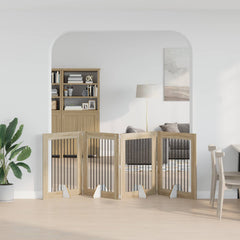 vidaXL Foldable Dog Gate with Stands 4 pcs Sonoma Oak 321 cm 1