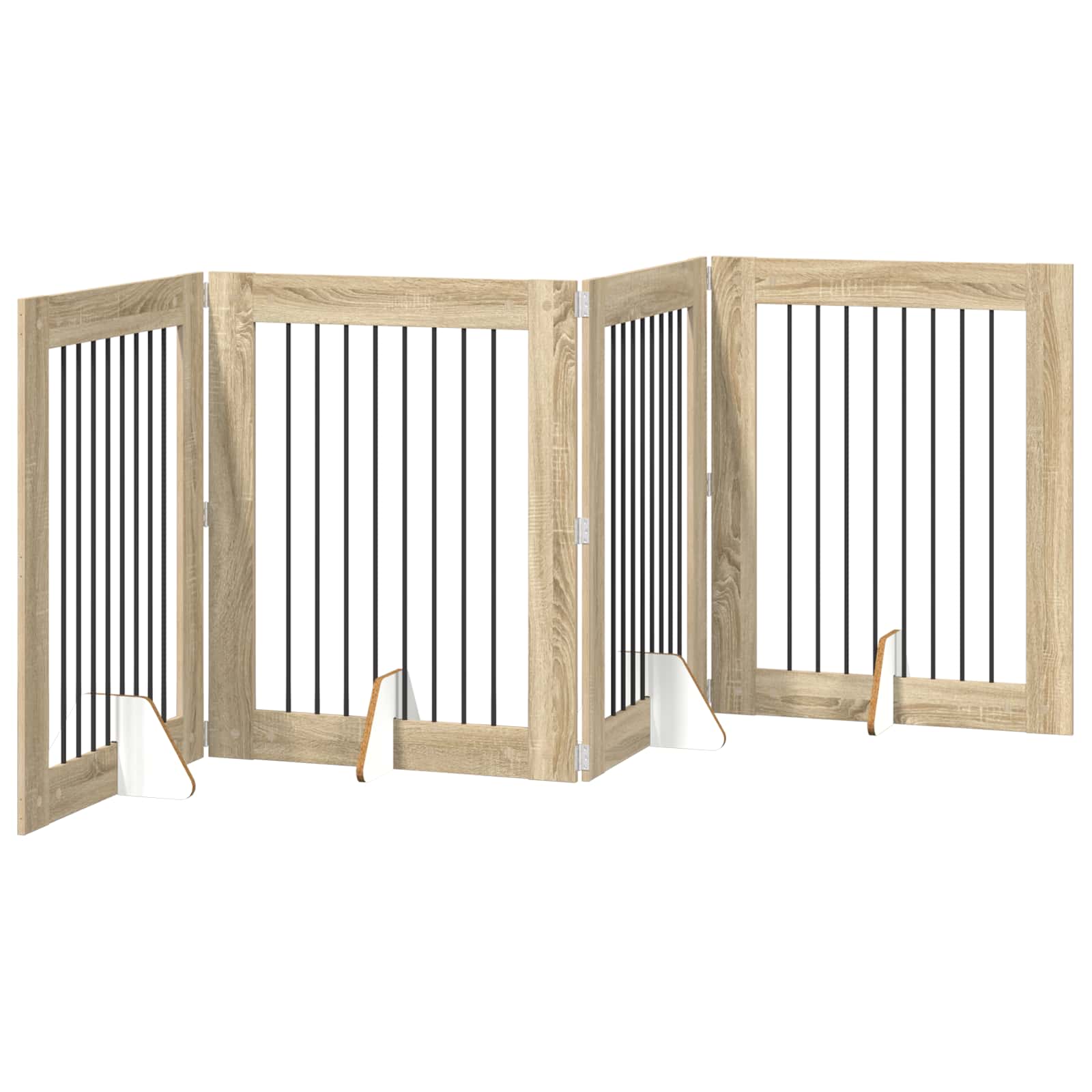vidaXL Foldable Dog Gate with Stands 4 pcs Sonoma Oak 321 cm 2