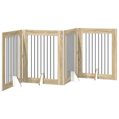 vidaXL Foldable Dog Gate with Stands 4 pcs Sonoma Oak 321 cm 2