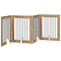 vidaXL Foldable Dog Gate with Stands 4 pcs Artisan Oak 321 cm 2