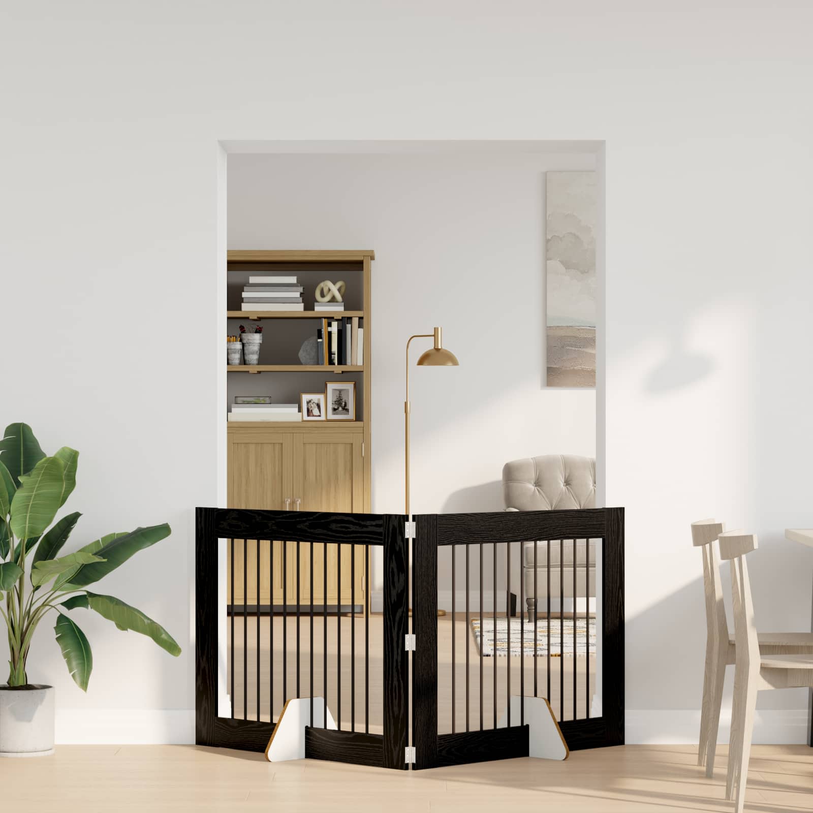 vidaXL Foldable Dog Gate with Stands 2 pcs Black Oak 200.5 cm 1