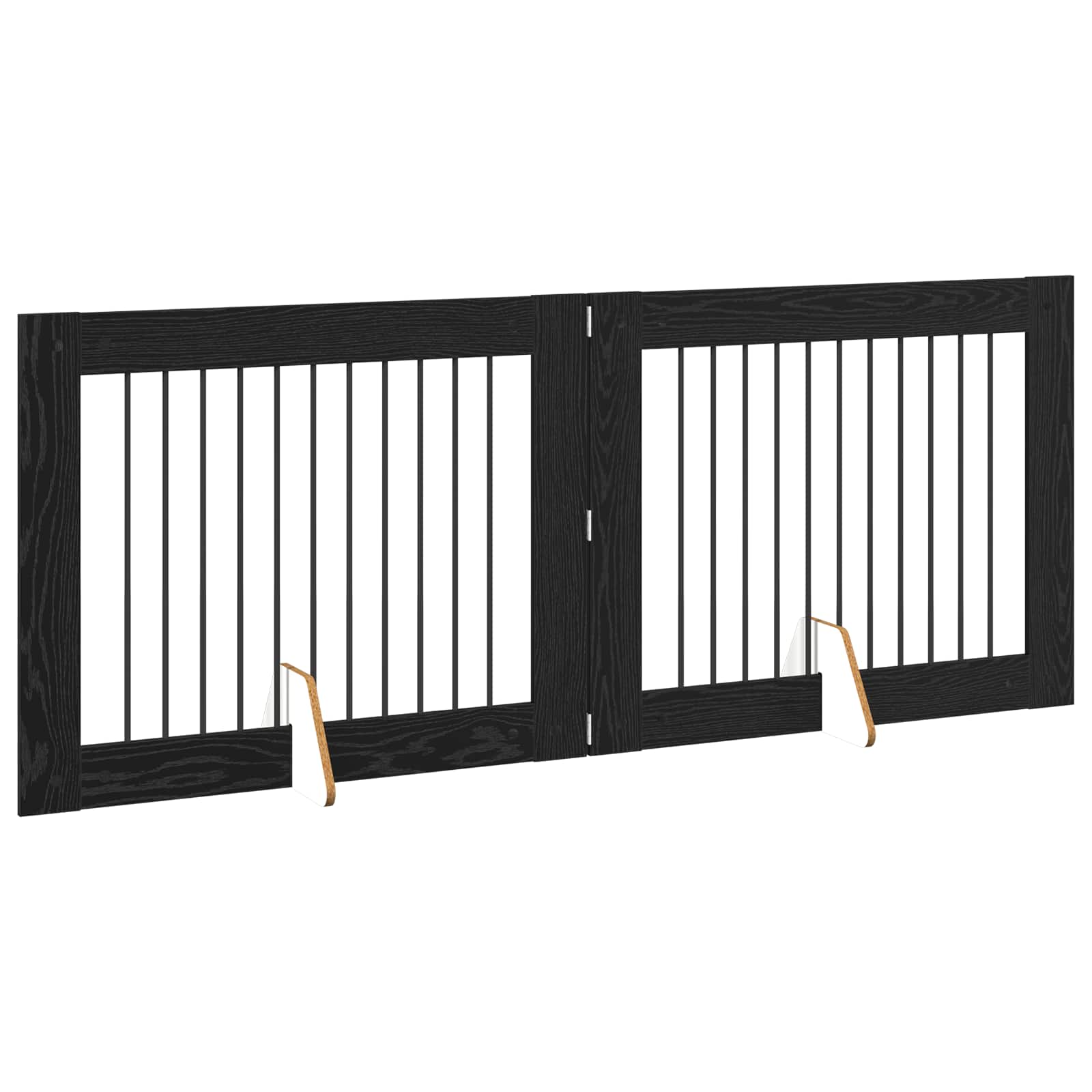 vidaXL Foldable Dog Gate with Stands 2 pcs Black Oak 200.5 cm 3