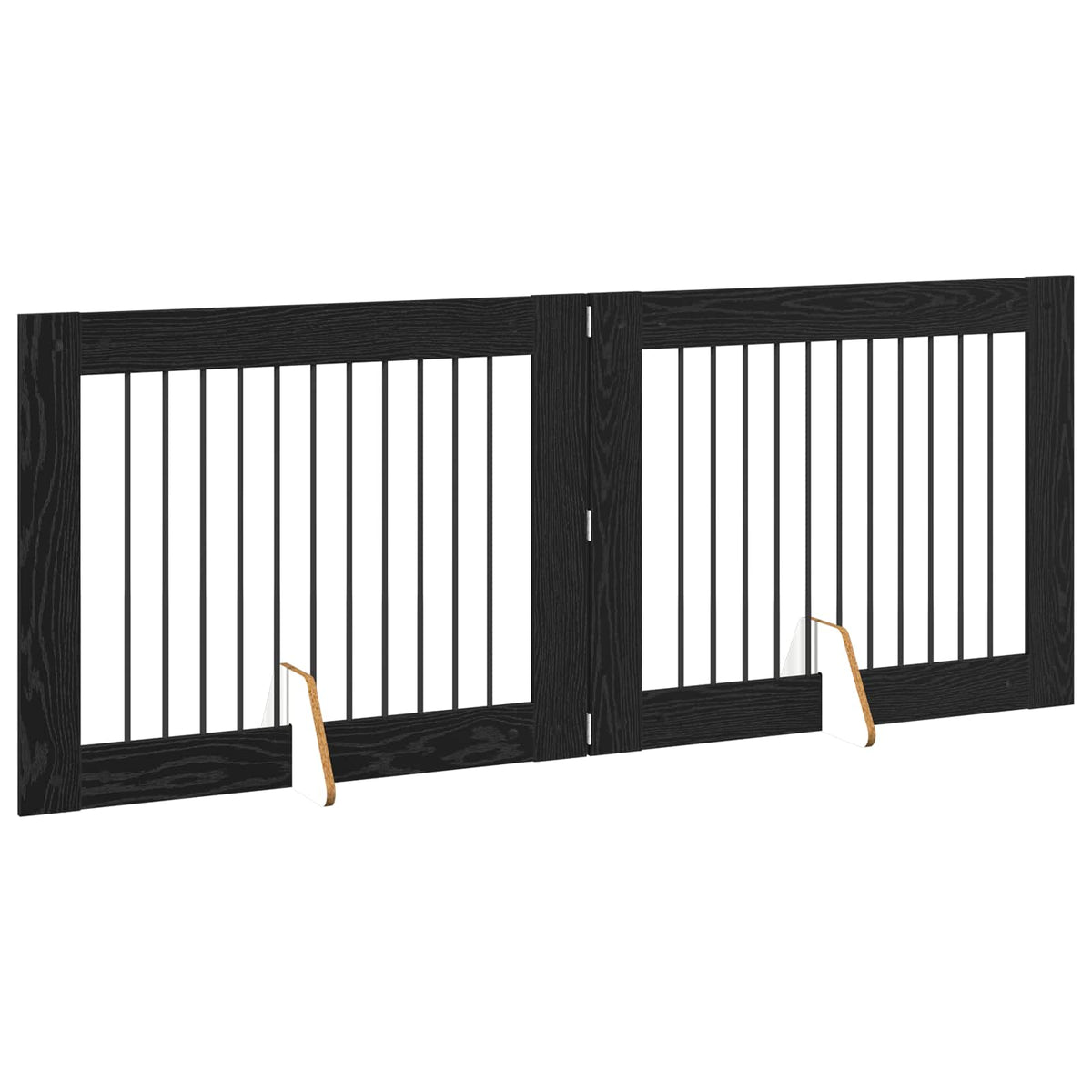 Foldable Dog Gate with Stands 200.5 cm Width 100 cm 2 Black oak 80 cm