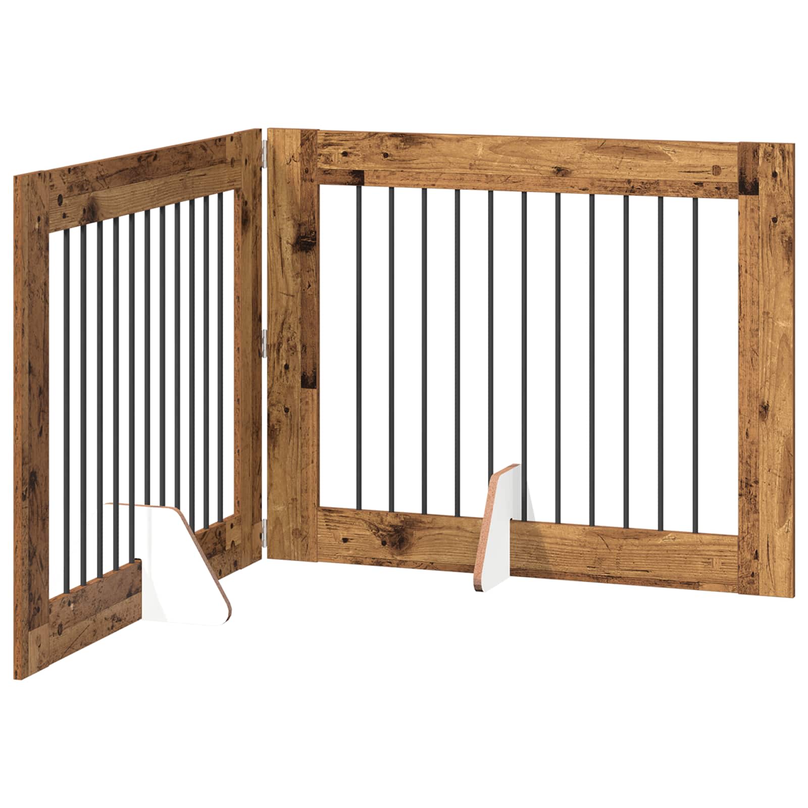 vidaXL Foldable Dog Gate with Stands 2 pcs Old Wood 200.5 cm 2