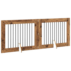 vidaXL Foldable Dog Gate with Stands 2 pcs Old Wood 200.5 cm 3