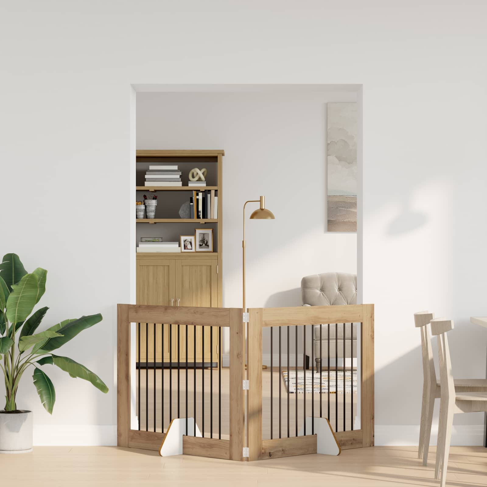 vidaXL Foldable Dog Gate with Stands 2 pcs Artisan Oak 200.5 cm 1