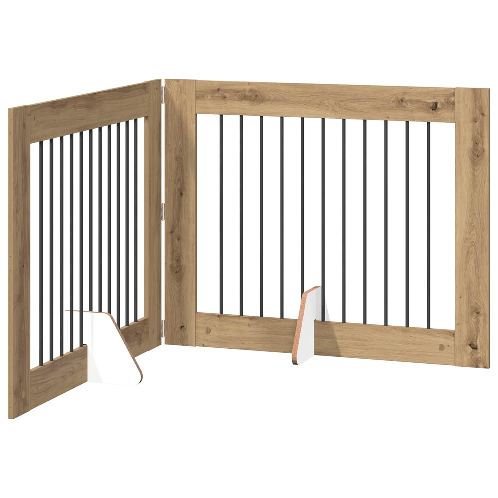 vidaXL Foldable Dog Gate with Stands 2 pcs Artisan Oak 200.5 cm 2