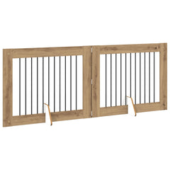 vidaXL Foldable Dog Gate with Stands 2 pcs Artisan Oak 200.5 cm 3