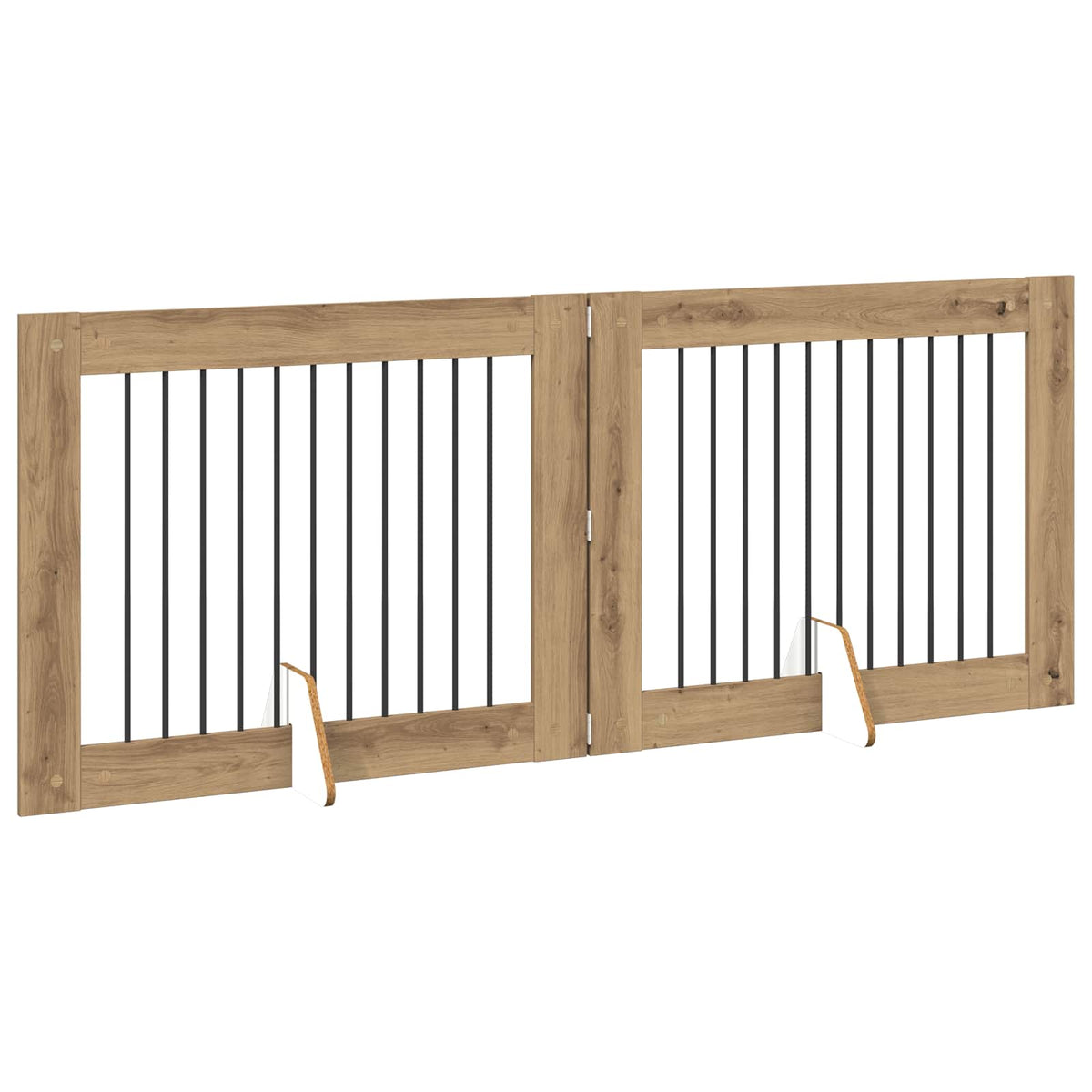 Foldable Dog Gate with Stands 200.5 cm Width 100 cm 2 Artisan oak 80 cm